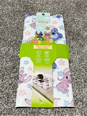 DISNEY QUICK DRYING DISH MAT- STITCH AND ANGEL 18 By 24 Inches